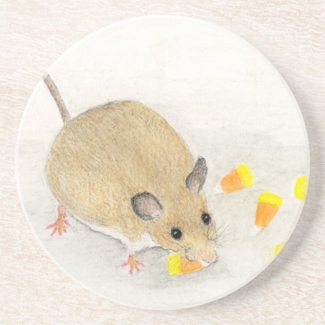 Mouse with Candy Corns Coaster (Front)