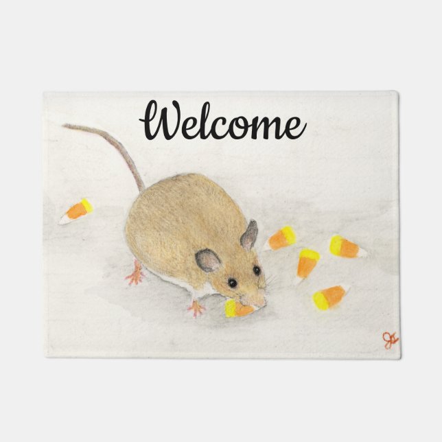 Mouse with Candy Corns Doormat (Front)
