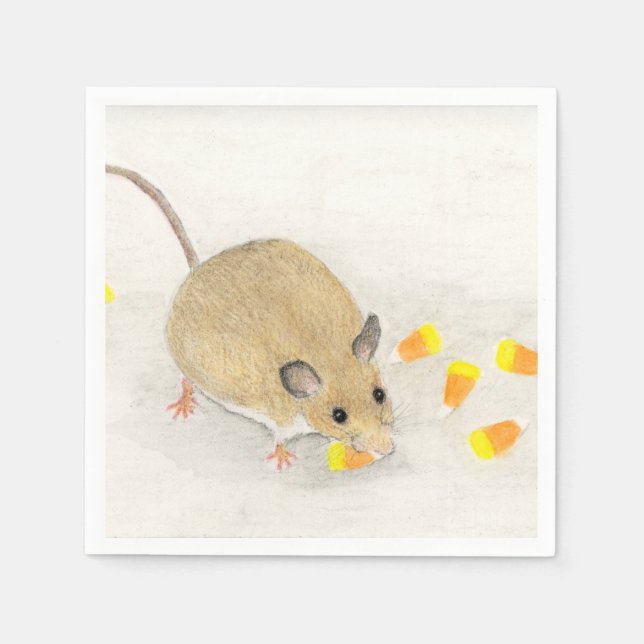 Mouse with Candy Corns Napkin (Front)