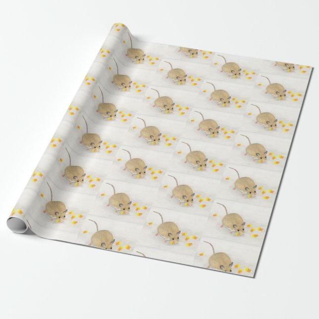 Mouse with Candy Corns Wrapping Paper (Unrolled)