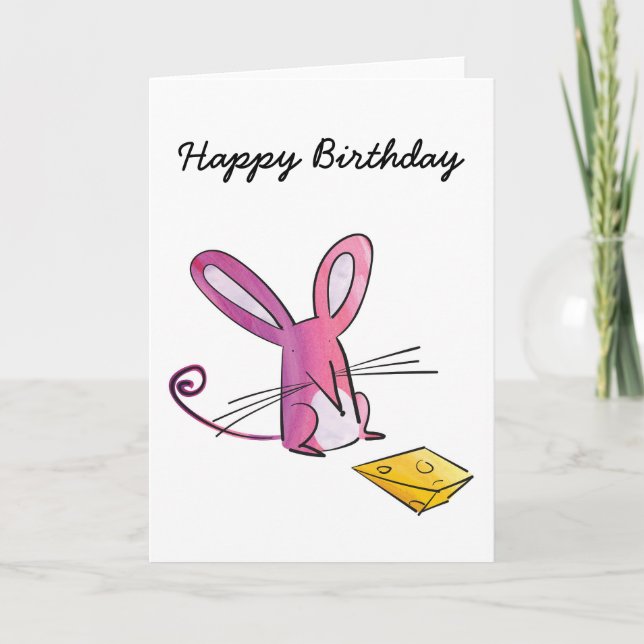 Mouse with cheese birthday card (Front)