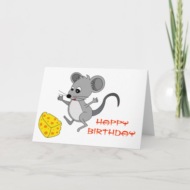 Mouse with Cheese Birthday Card (Front)