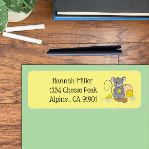 Mouse with Cheese Yellow Return Address Label