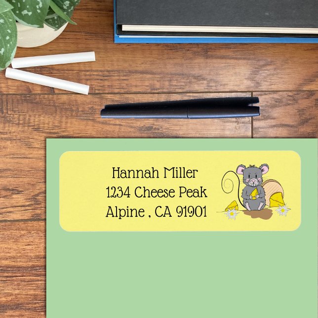 Mouse with Cheese Yellow Return Address Label (Creator Uploaded)