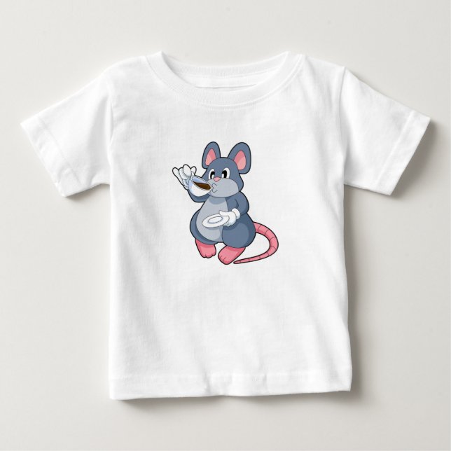 Mouse with Coffee Cup Baby T-Shirt (Front)
