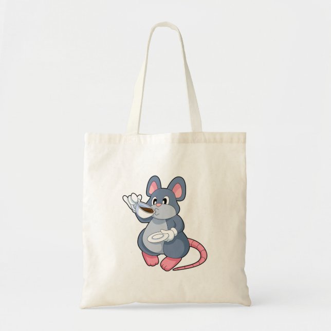 Mouse with Coffee Cup Tote Bag (Front)