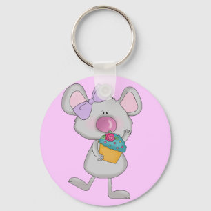 Mouse with Cupcake Tshirts and Gifts Key Ring