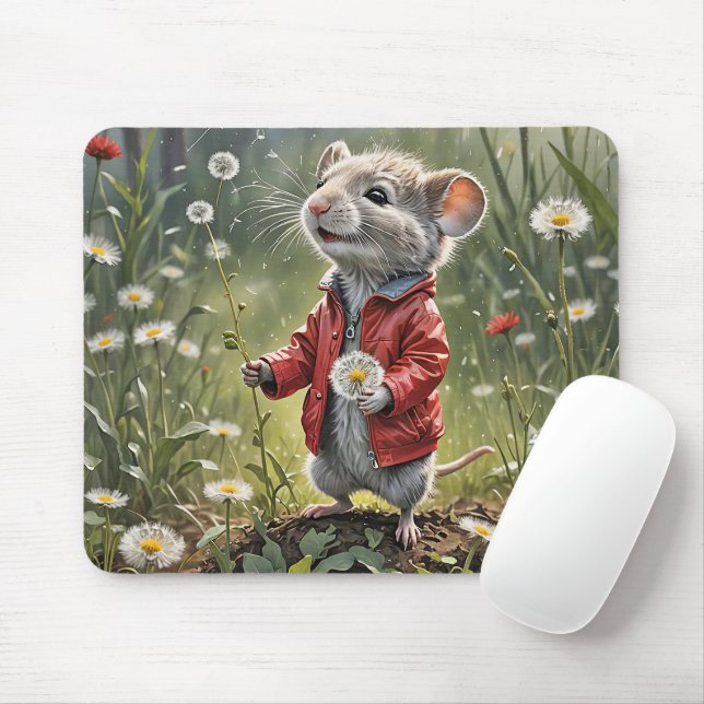 Mouse With Dandelion Mouse Mat (With Mouse)
