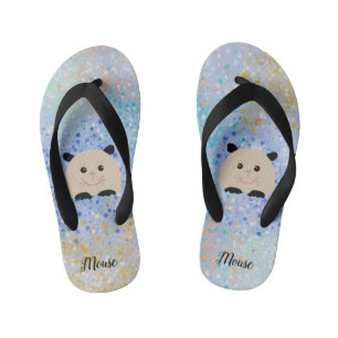 Mouse with Dotted Background for Kids Kid's Flip Flops