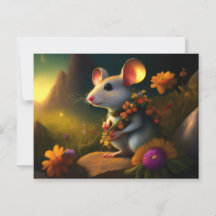 Mouse with garland of Flowers