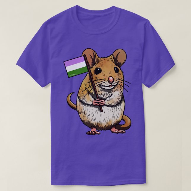Mouse with GenderQueer Flag T-Shirt (Design Front)