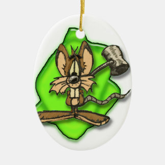 Mouse with Hammer Ceramic Tree Decoration