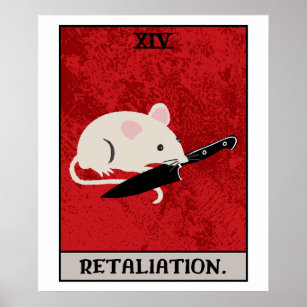 Mouse With Knife Retaliation Tarot Card Poster