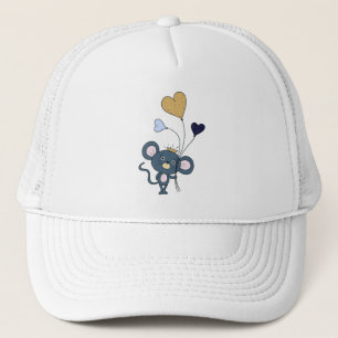 Mouse with party balloons trucker hat