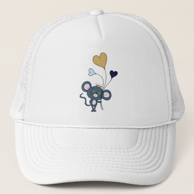 Mouse with party balloons trucker hat (Front)