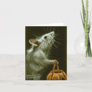 Mouse with Pumpkin Basket HalloweenCard Card