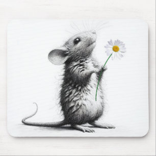 Mouse With White Daisy Mat