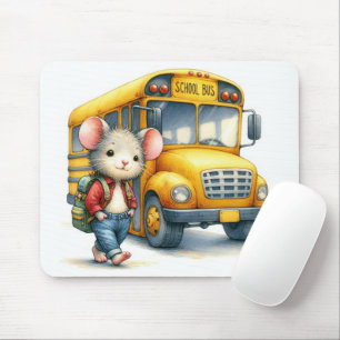 Mouse With Yellow School Bus Mouse Mat