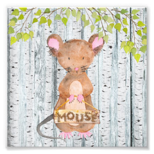 Mouse- Woodland Friends - Watercolor illustration Photo Print