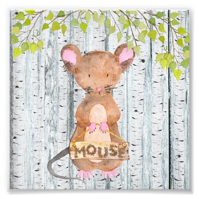 Mouse- Woodland Friends - Watercolor illustration Photo Print (Front)