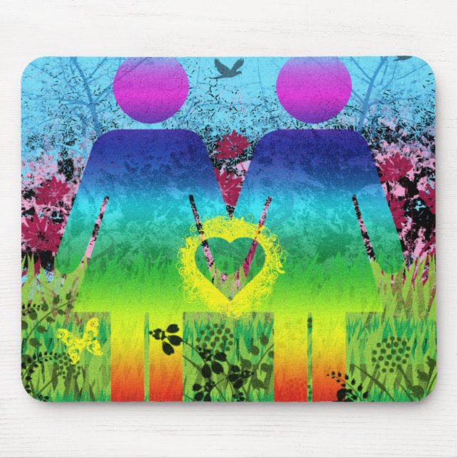 Mousemat Abstract Digital Graffiti Rainbow Love (Front)