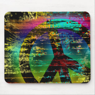 Mousemat Abstract Digital Graffiti Rainbow Peace