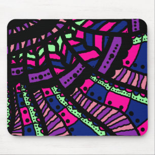 Mousemat, Abstract doodle art, hot pink purple blu Mouse Mat