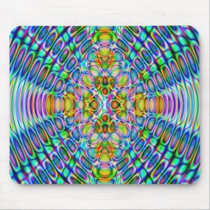 Mousemat Abstract Psychedelic Design, Blue Gold