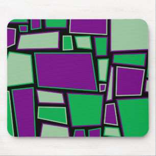 Mousemat, abstract squares, purple, greens mouse mat