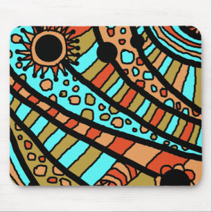Mousemat, Abstract Summer Fun Blue Orange Mouse Mat