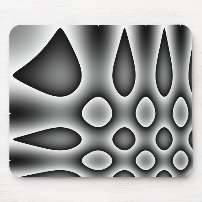 Mousemat Abstract Trippy Circles Teardrops, Black (Front)