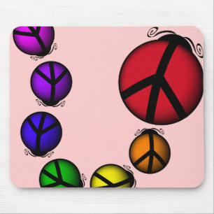Mousemat Ladybug Peace Rainbow Colors Customizable