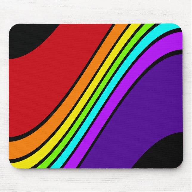 Mousemat Rainbow Stripes Curvy Optical Fun (Front)