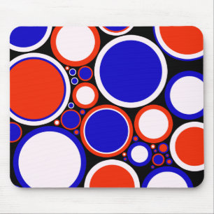 Mousemat, retro dots, red, white, blue, black mouse mat