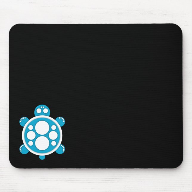 Mousemat, round turtle, sky blue white black mouse mat (Front)