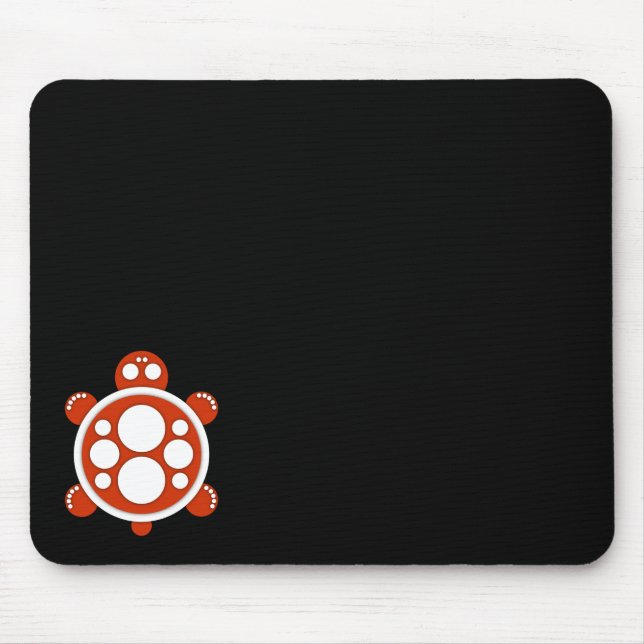 Mousemat, round turtle, white, red, black mouse mat (Front)