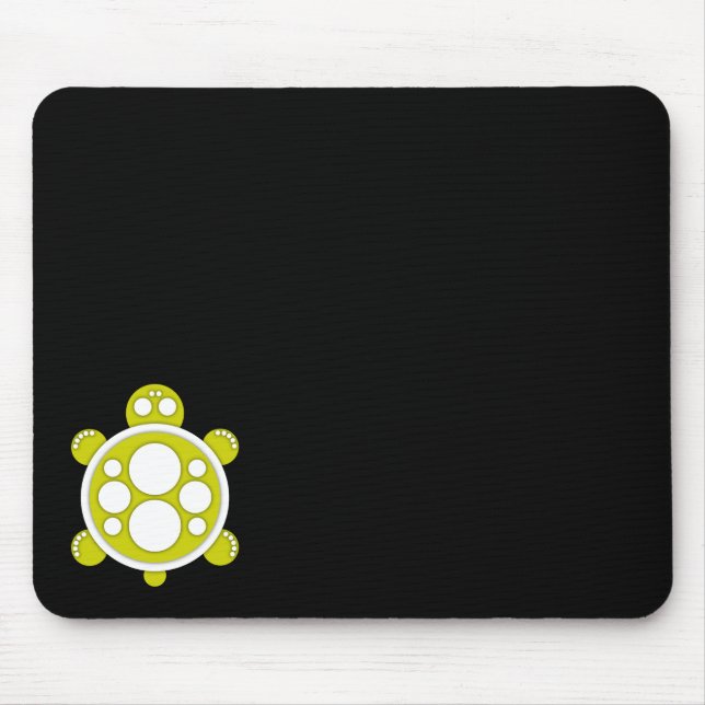 Mousemat, round turtle, yellow white black mouse mat (Front)