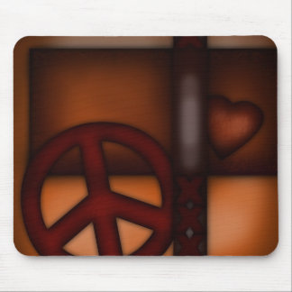Mousemat, Rustic Heart and Peace Sign Mouse Mat