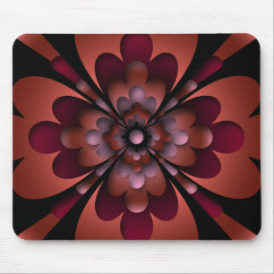 Mousemat, Zen Flower, Dark Peach Red Orange Pink Mouse Mat