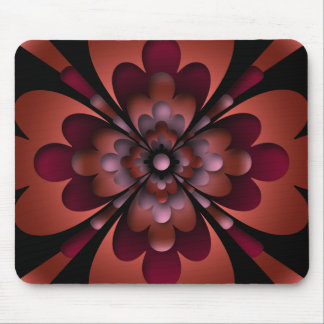 Mousemat, Zen Flower, Dark Peach Red Orange Pink Mouse Mat