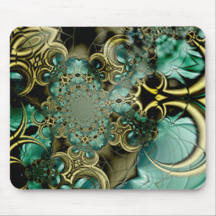 Mousepad Abstract Art Metal Gold Teal Glass 2