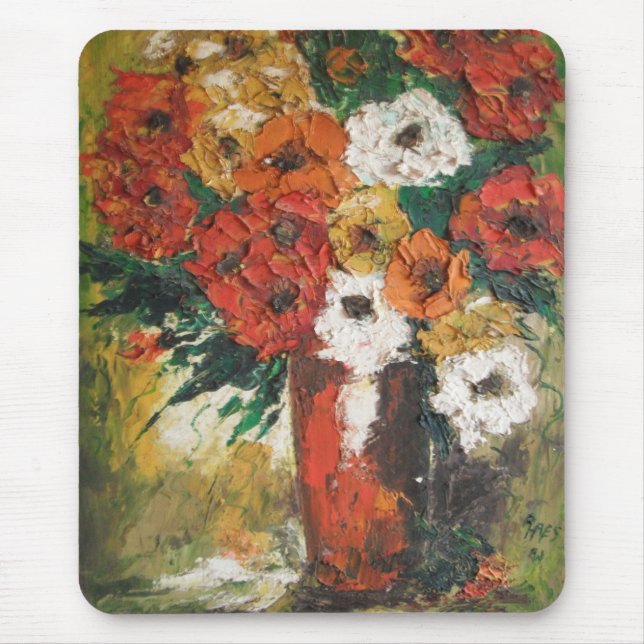 Mousepad Ann Hayes Painting Red Flowers Mixed (Front)