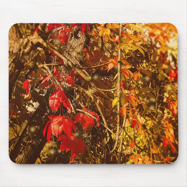 Mousepad Autumn Red Yellow Vines (Front)