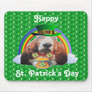 Mousepad Basset Hound Happy St. Patrick's Day