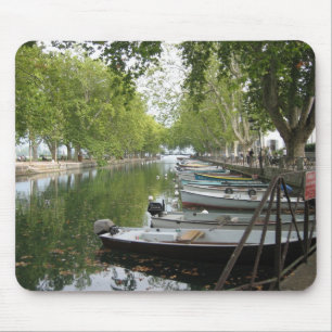 Mousepad: Boats, Canal, Lake Annecy, France Mouse Mat