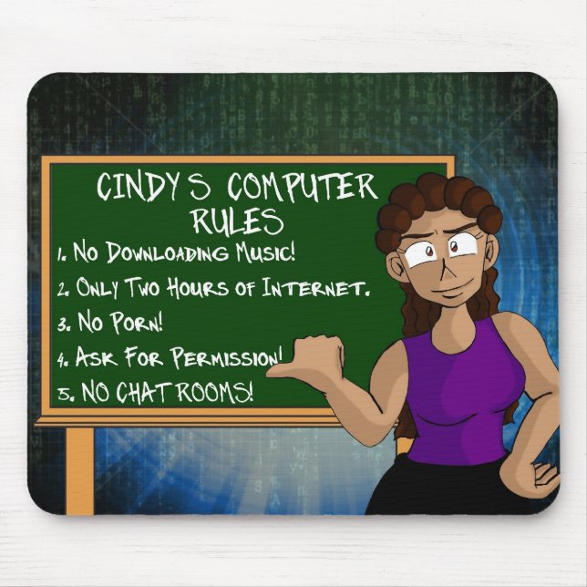 Mousepad: Cindy's Computer Rules Mouse Mat (Front)