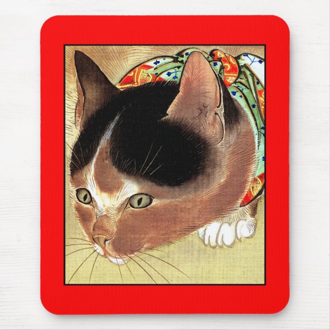 Mousepad: "Curious Kitty Cat" Mouse Mat (Front)