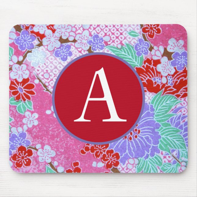 MOUSEPAD CUSTOM INITIAL JAPANESE FLORAL PATTERNS (Front)
