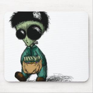 Mousepad, Cute Alien Frankenstein Cartoon Mouse Mat