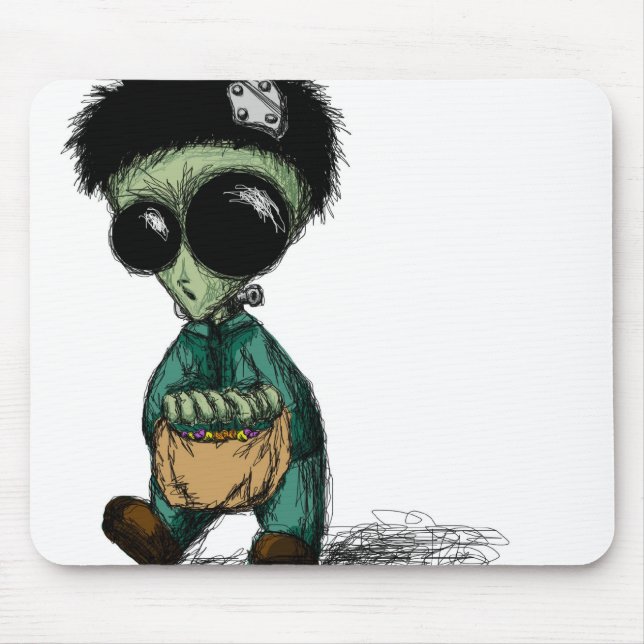 Mousepad, Cute Alien Frankenstein Cartoon Mouse Mat (Front)
